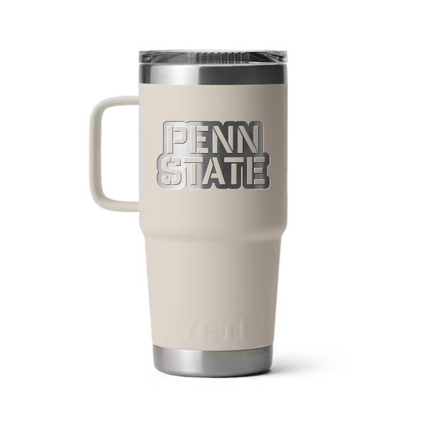 Yeti 20oz taupe travel mug with Penn State
